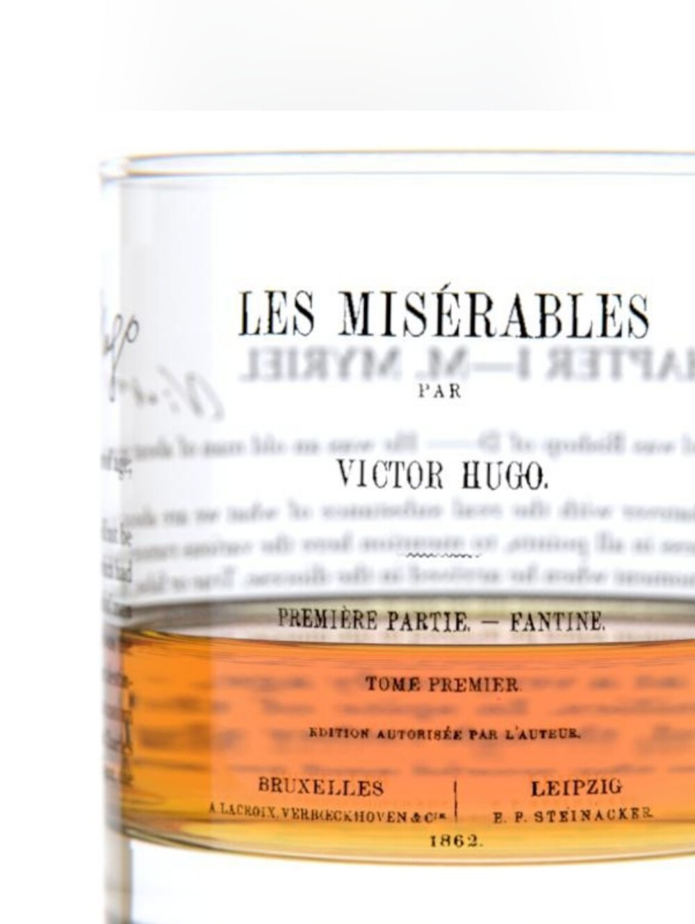 NIB Well Told Rocks Whiskey Glass Les Miserables Text